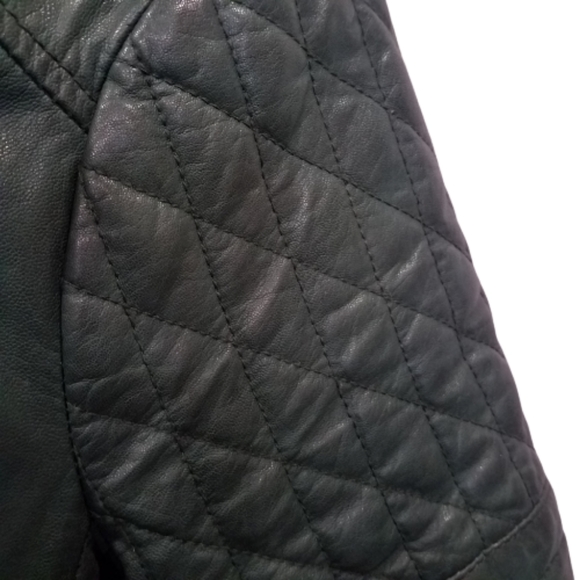 Muubaa Nido Quilted Moto Leather Biker Jacket Sz14 - Picture 3 of 8